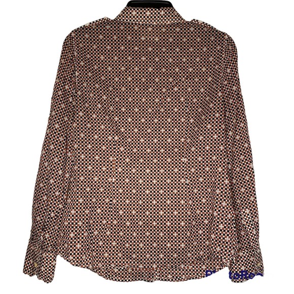 TORY BURCH womans size 6 Brigitte 100% cotton orange blue check button top - Picture 12 of 12